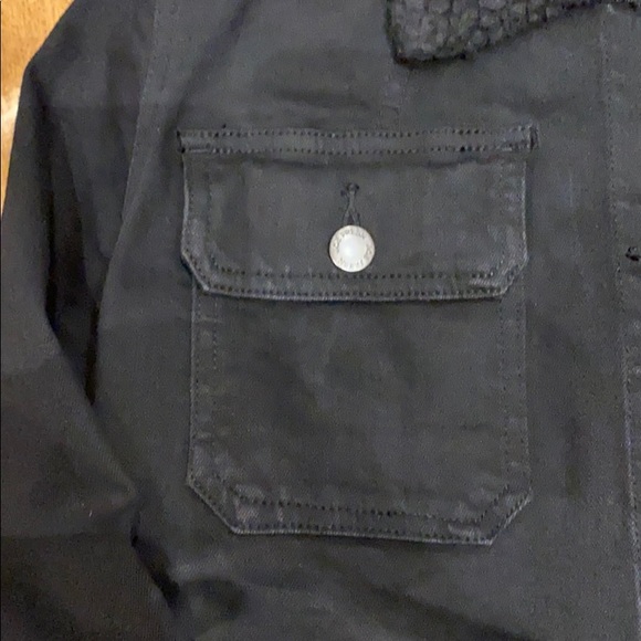 JOE FRESH Black jean jacket with faux  fur collar NWOT - Picture 7 of 11